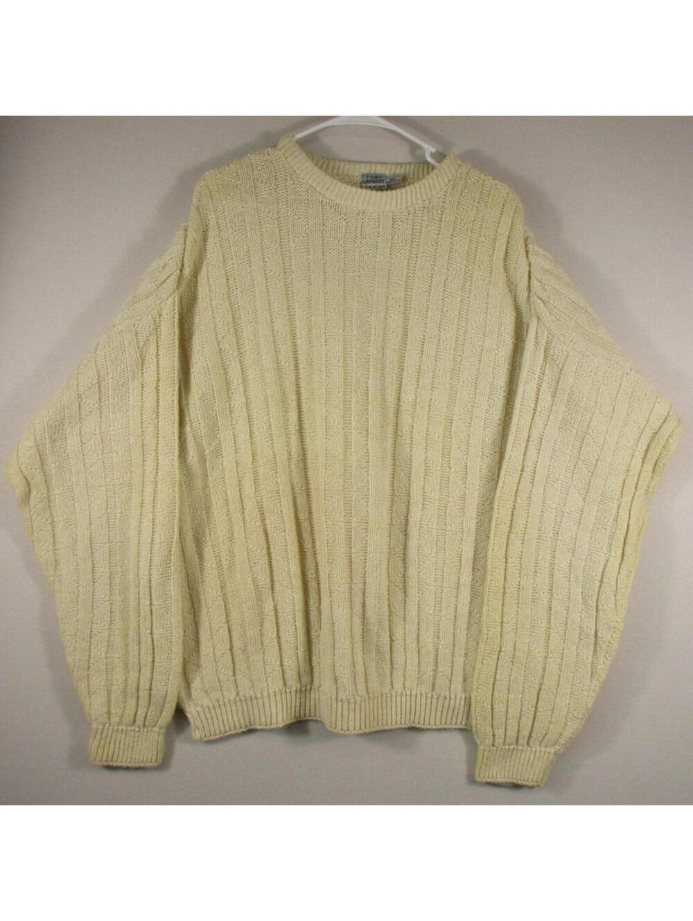 Tony Lambert Mens Design Group Cotton Sweater Cable Knit Size 2XL Cream